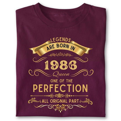 LEGENDS ARE BORN IN 1986 QUEEN GOLDEN